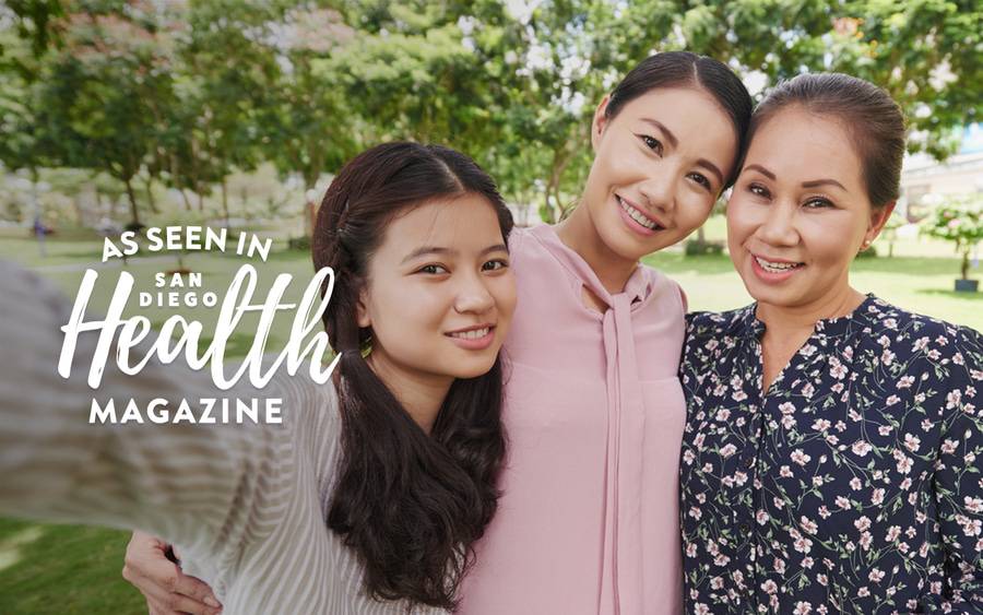 A woman hugging her daughter and granddaughter represents the opportunity to be proactive about your health and live a long, productive life.