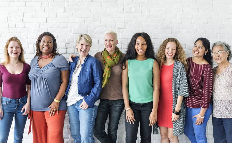 Diverse group of smiuling women