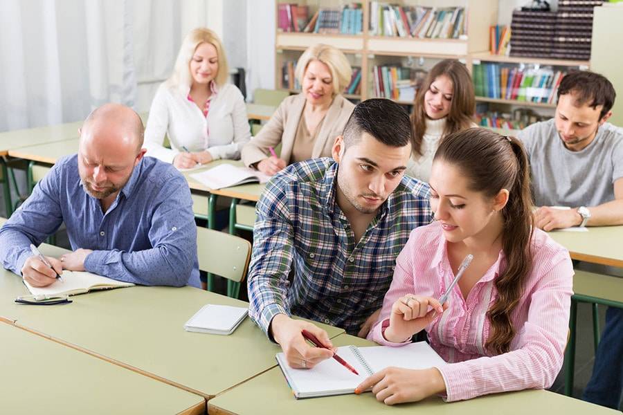 Diverse group in a classroom setting