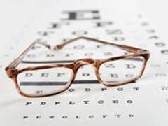 Eye chart and eye glasses.