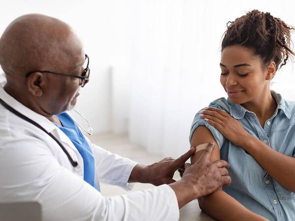 A patient receiving a flu vaccination.