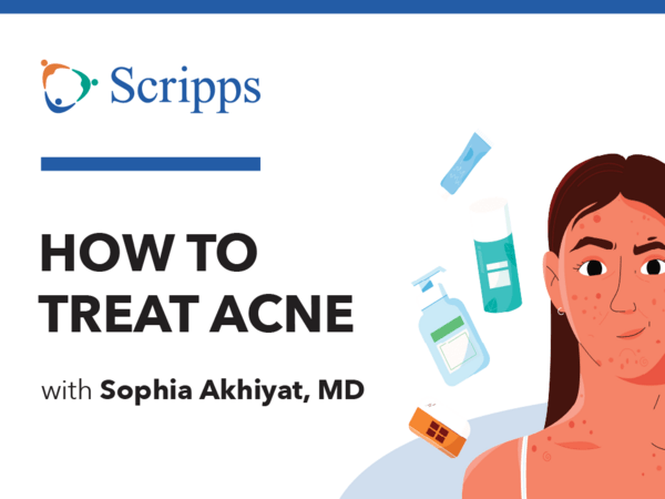 Thumbnail for video/podcast page on how to treat acne featuring Dr. Akhiyat.