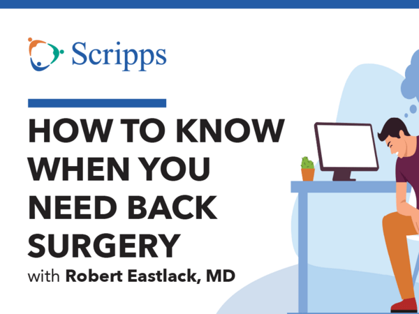 Thumbnail for video featuring Dr. Eastlack discussing minimally invasive spine surgery for chronic back pain.
