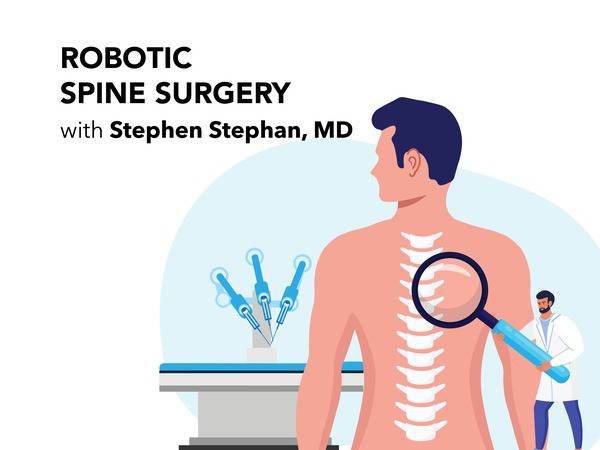 Thumbnail for video featuring Dr. Stephan discussing robotic spine surgery.