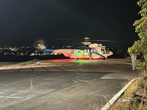 Astronauts from NASA's SpaceX Crew-11 arrive to Scripps Memorial Hospital La Jolla by helicopter.